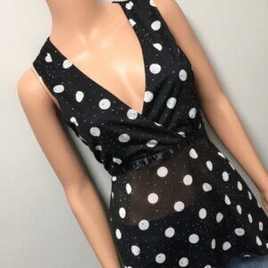 Hot Tempered Stylish Black Polka Dot Tank Top